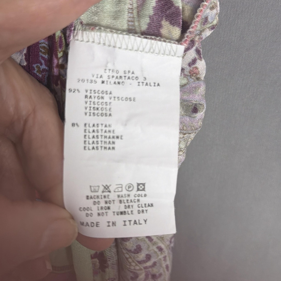 Etro Milano Dress Womens 44 US M Paisley Faux Wrap Midi Flowy Boho - Picture 9 of 9